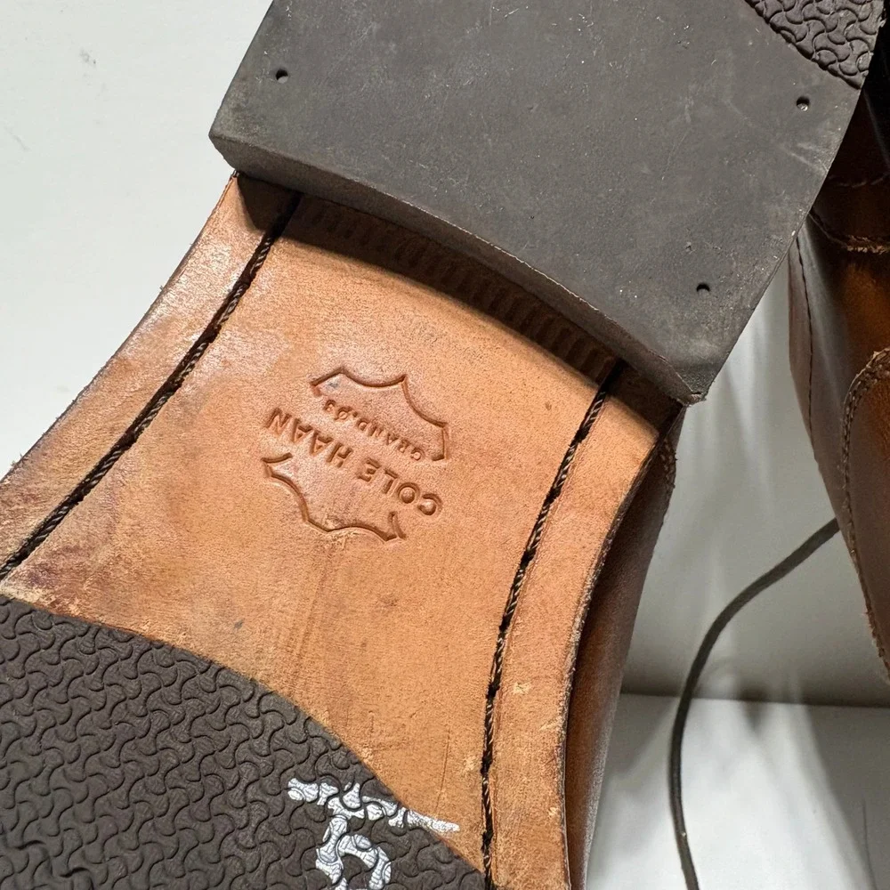 Cole Haan Grand.OS Cap Toe Oxford Mens 9.5 Brown Leather Dress Shoes Business